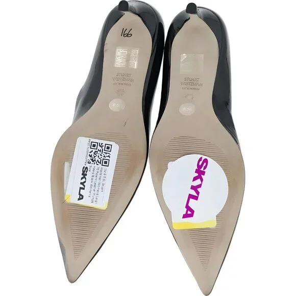 Stuart Weitzman Leigh 75 Patent Pumps Heels Black Women's US 8.5M
